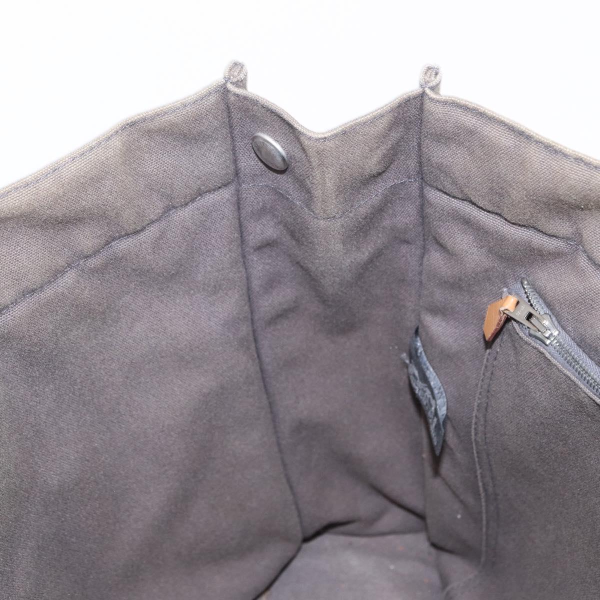 HERMES Fourre ToutMM Hand Bag Canvas Gray Silver Auth 151280