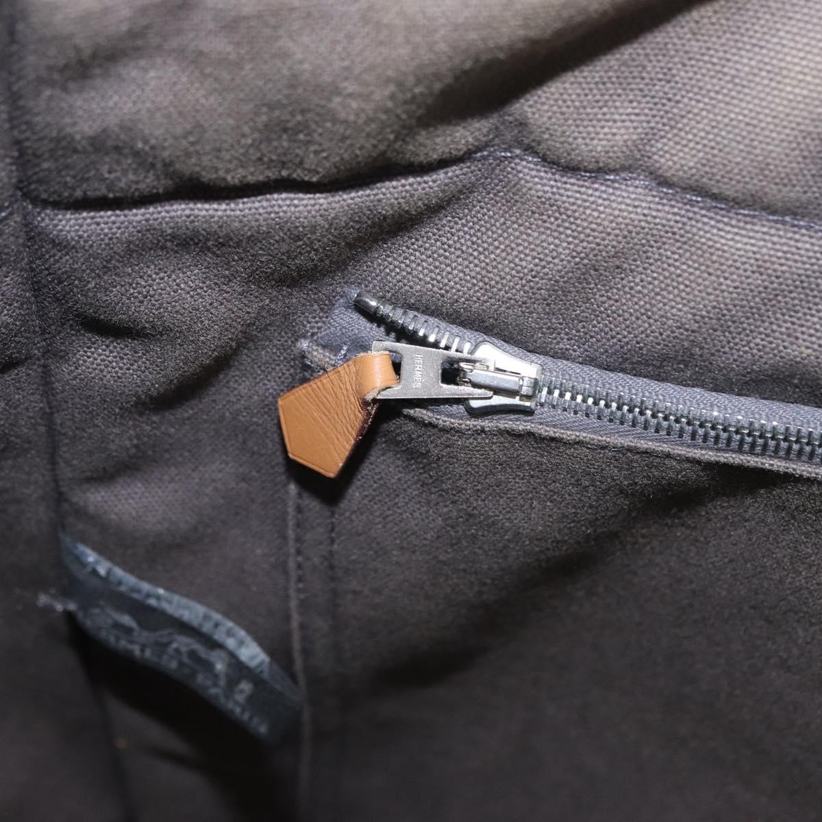 HERMES Fourre ToutMM Hand Bag Canvas Gray Silver Auth 151280