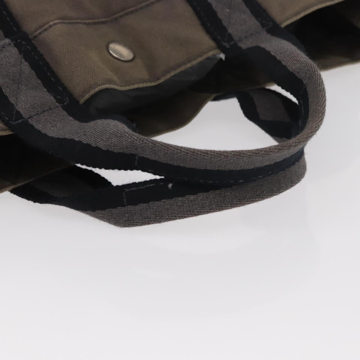 HERMES Fourre ToutMM Hand Bag Canvas Gray Silver Auth 151280