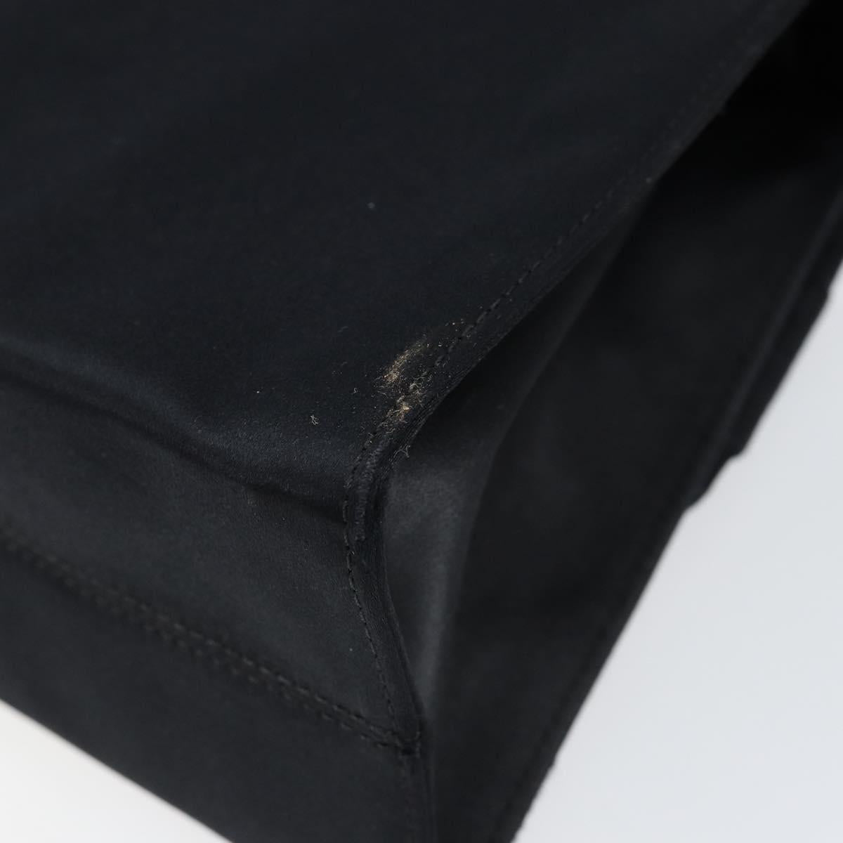 Salvatore Ferragamo Vala Hand Bag Satin 2way Black Silver Auth 151299