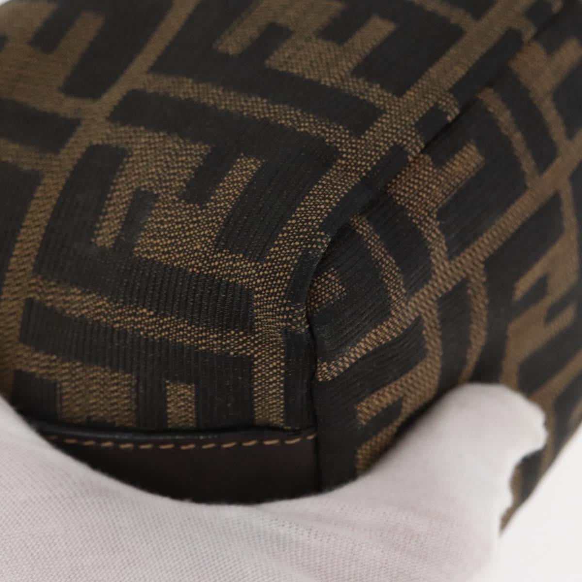 FENDI Zucca Canvas Vanity Pouch Black Brown gold Auth 151302