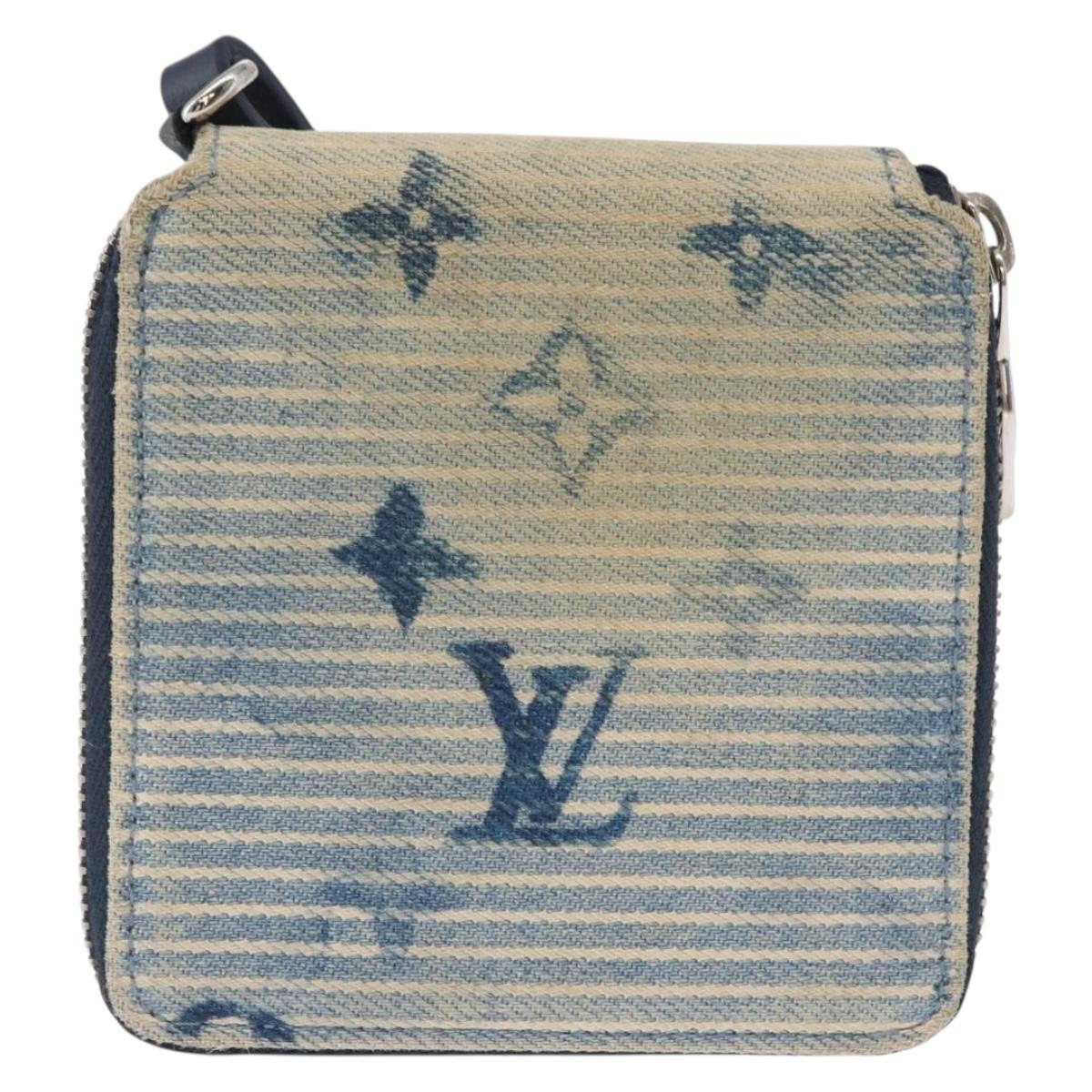 LOUIS VUITTON Monogram Watercolor Zippy Compact Wallet Blue M80461 Auth 151307
