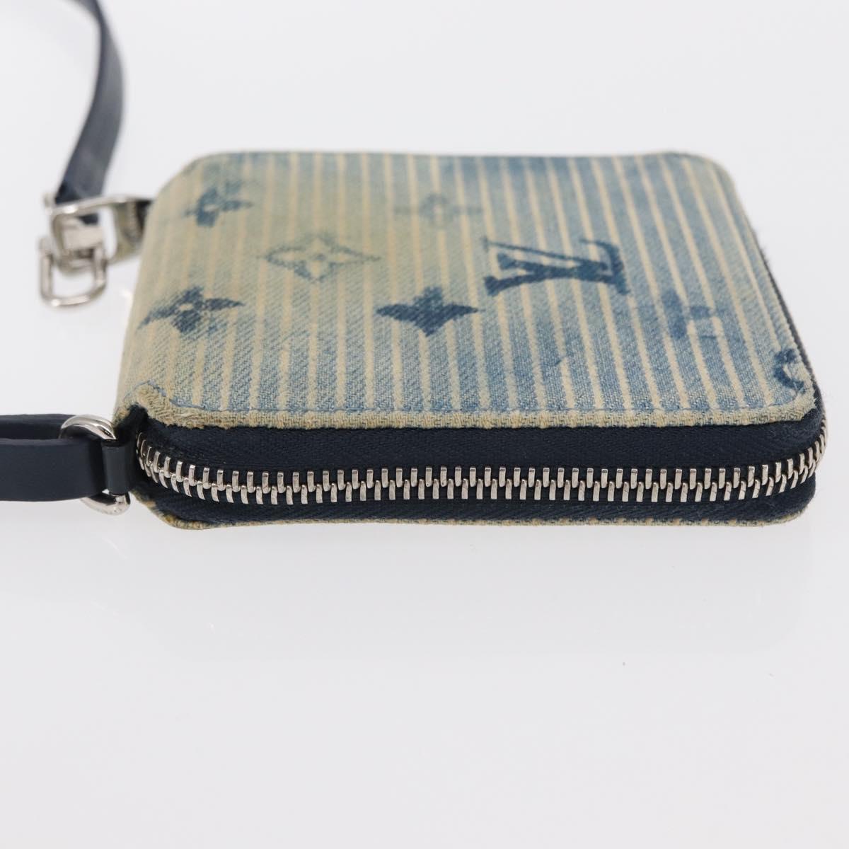 LOUIS VUITTON Monogram Watercolor Zippy Compact Wallet Blue M80461 Auth 151307