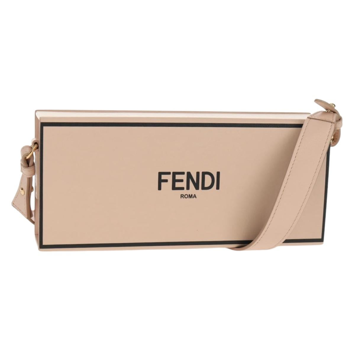 FENDI Box Horizontal Shoulder Bag Leather Pink Gold Auth 151310V