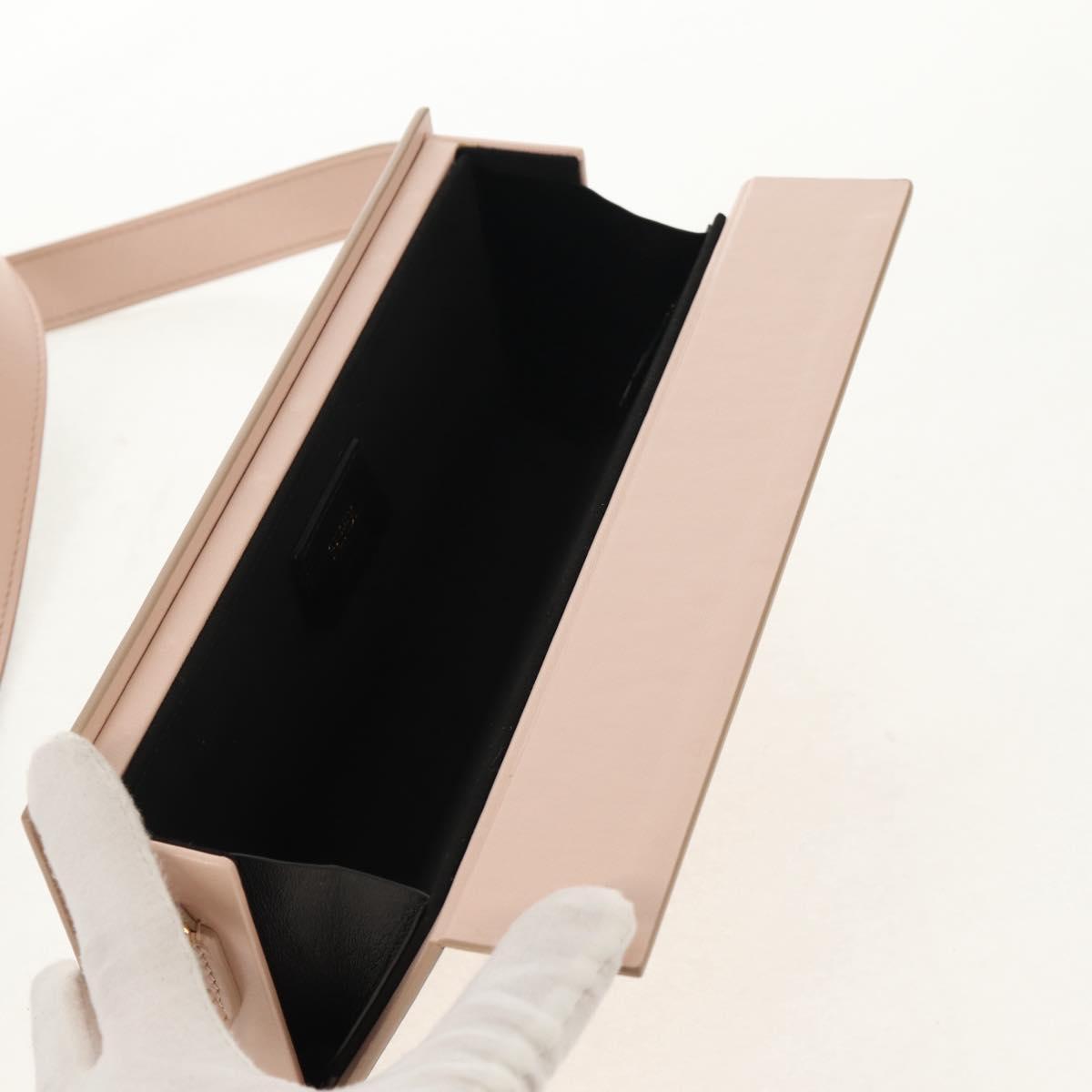 FENDI Box Horizontal Shoulder Bag Leather Pink Gold Auth 151310A