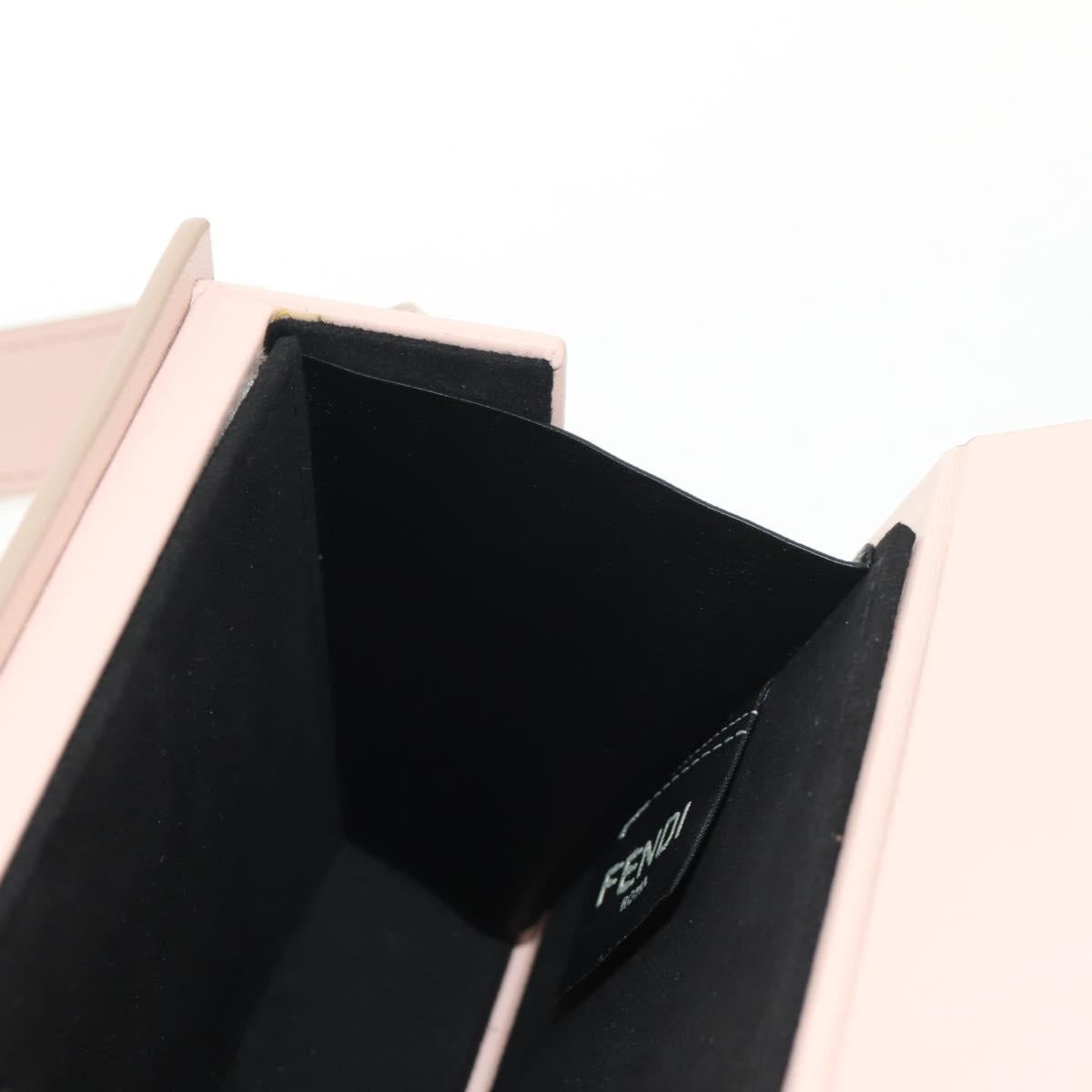 FENDI Box Horizontal Shoulder Bag Leather Pink Gold Auth 151310A