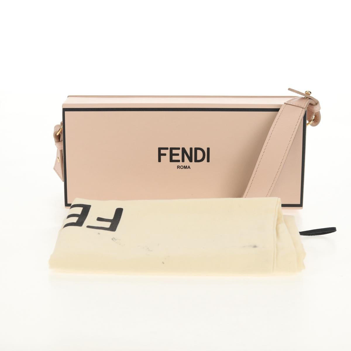 FENDI Box Horizontal Shoulder Bag Leather Pink Gold Auth 151310V