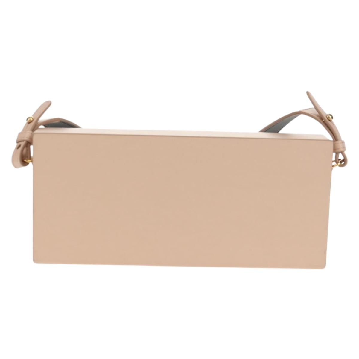 FENDI Box Horizontal Shoulder Bag Leather Pink Gold Auth 151310V