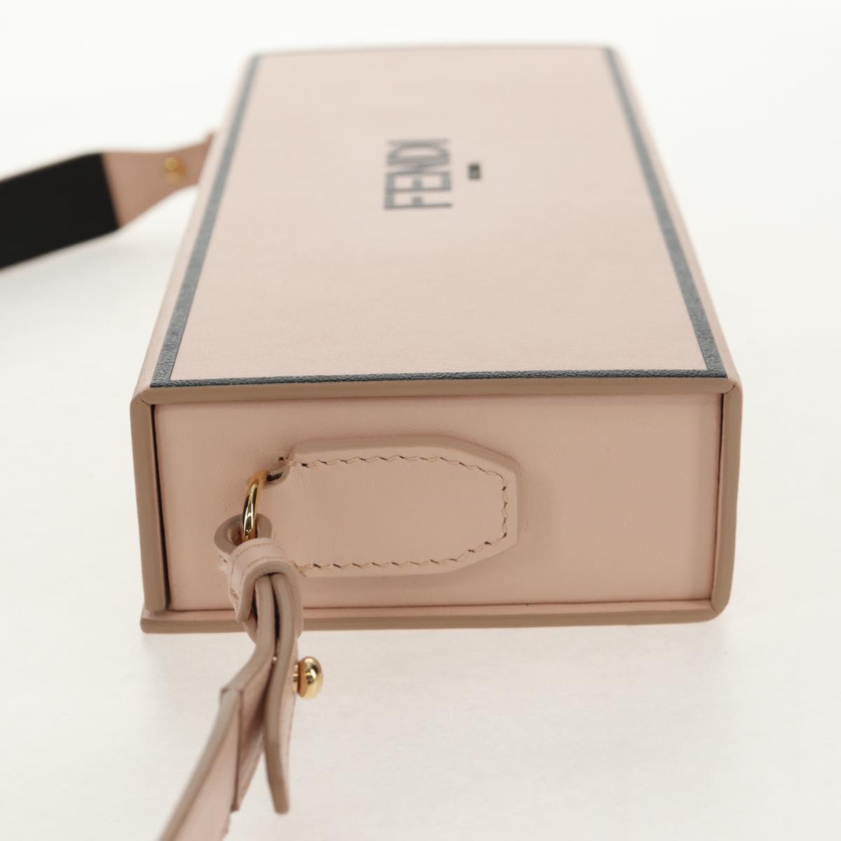 FENDI Box Horizontal Shoulder Bag Leather Pink Gold Auth 151310V