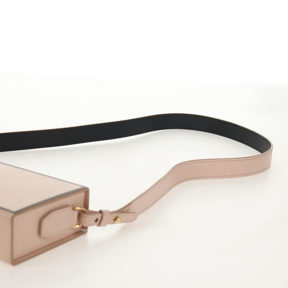 FENDI Box Horizontal Shoulder Bag Leather Pink Gold Auth 151310V