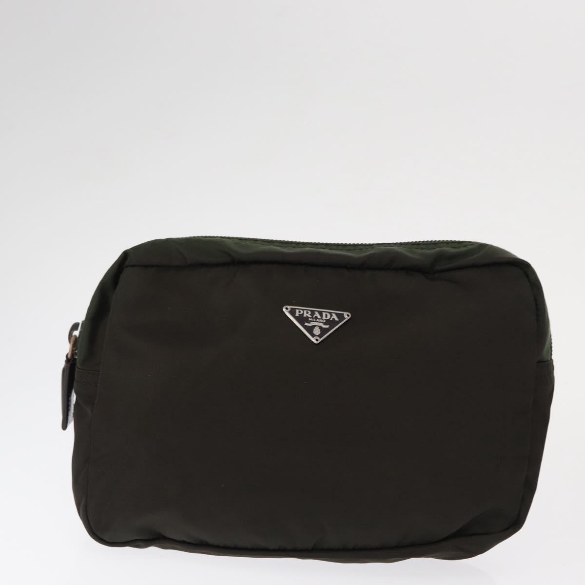 PRADA Pouch Nylon Canvas 4 Set Blue Red khaki Auth 151313