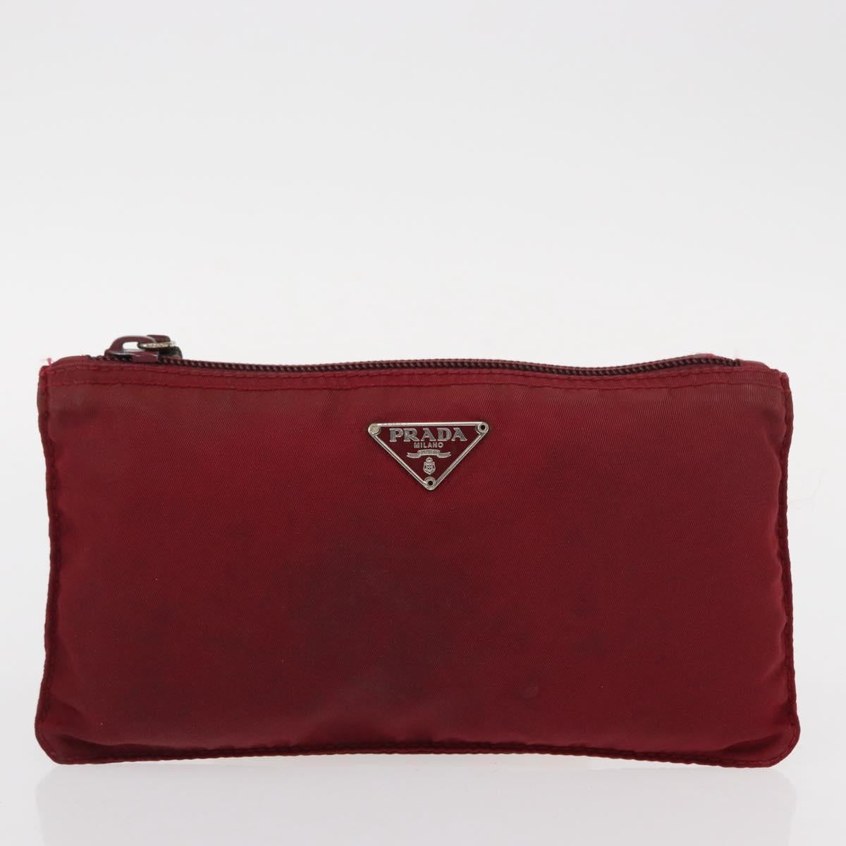 PRADA Pouch Nylon Canvas 4 Set Blue Red khaki Auth 151313