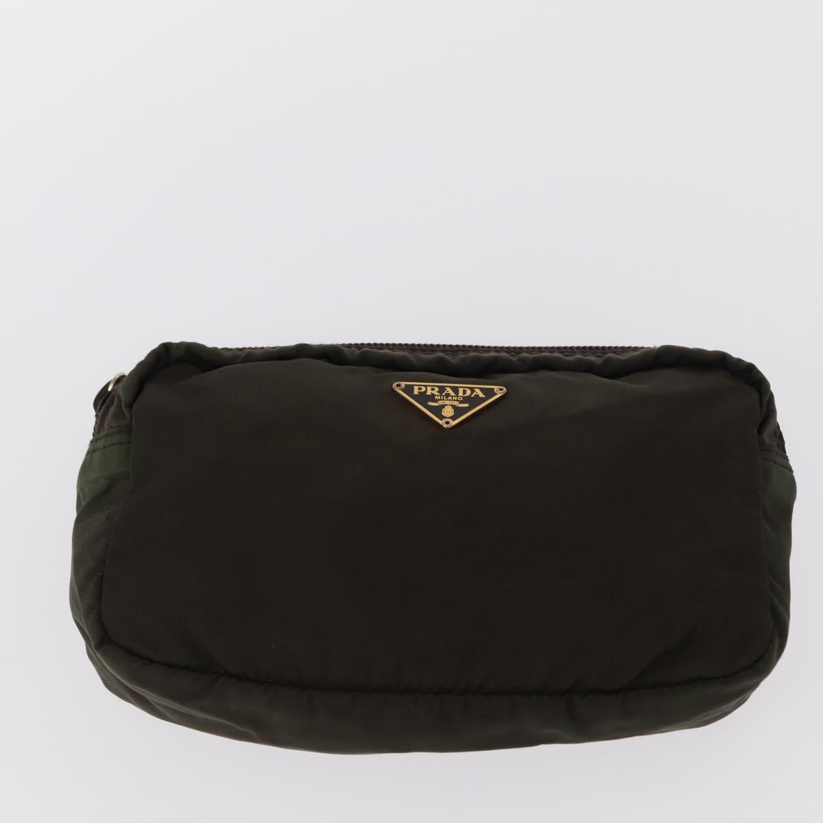 PRADA Pouch Nylon Canvas 4 Set Blue Red khaki Auth 151313