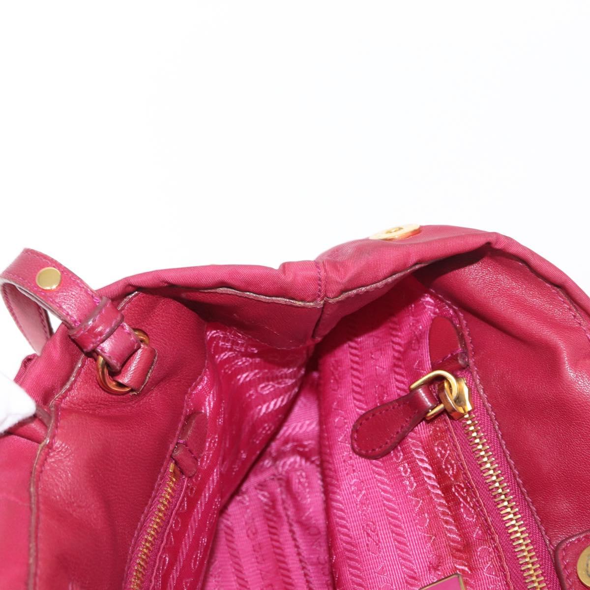 PRADA ribbon Hand Bag Nylon 2way Red Gold Auth 151316