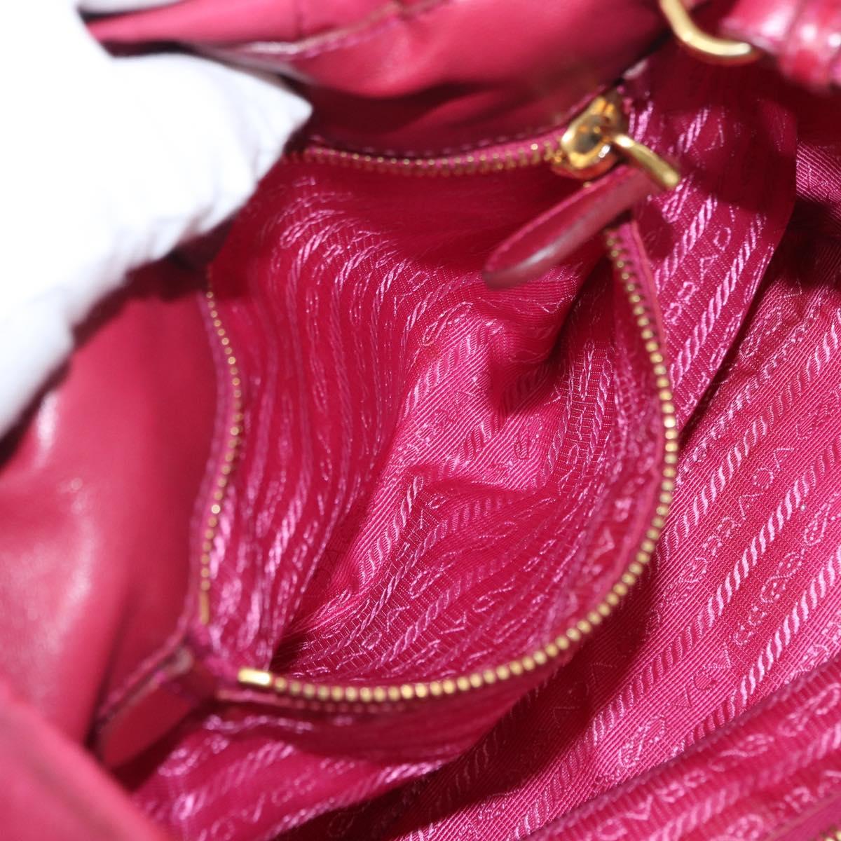 PRADA ribbon Hand Bag Nylon 2way Red Gold Auth 151316