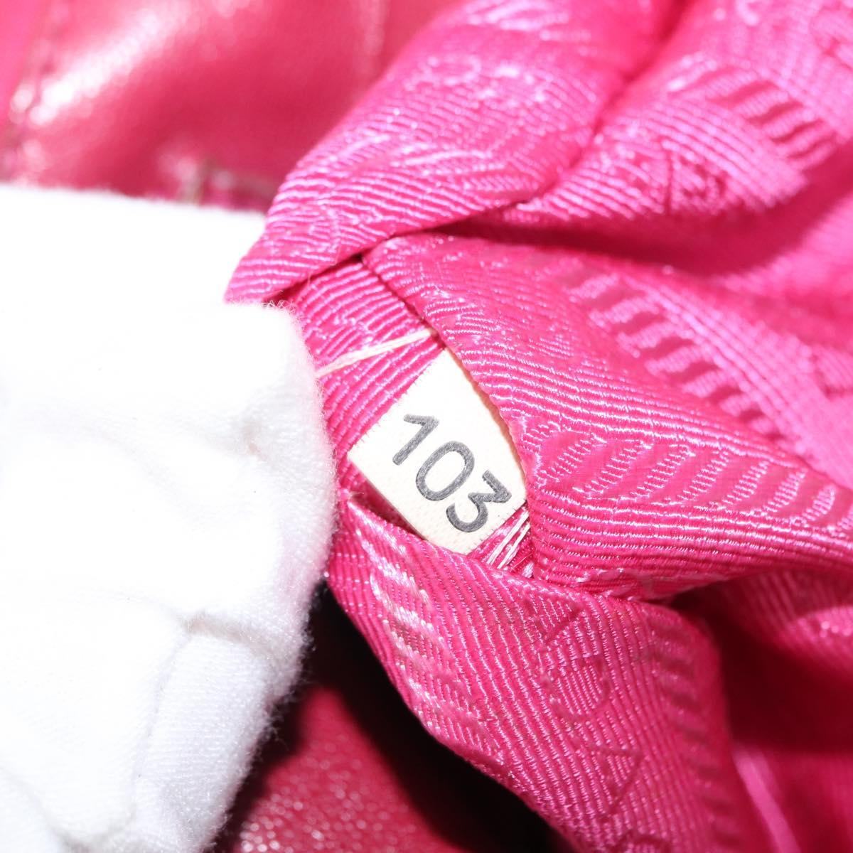 PRADA ribbon Hand Bag Nylon 2way Red Gold Auth 151316