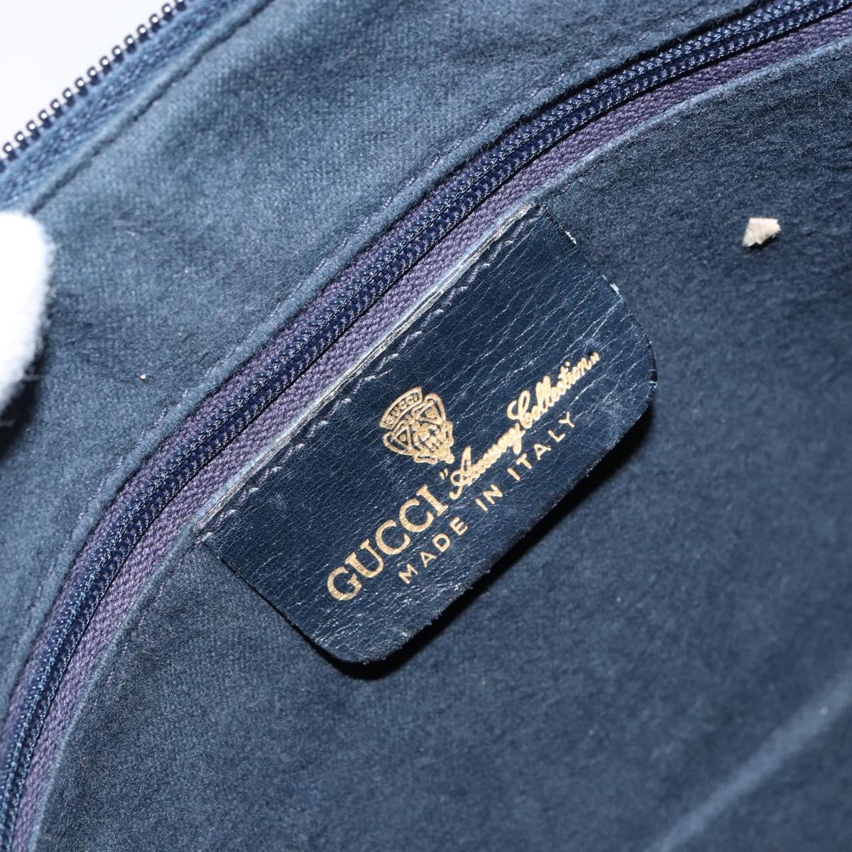 GUCCI GG Supreme Sherry Line Shoulder Bag PVC Navy Gold Red Auth 151330