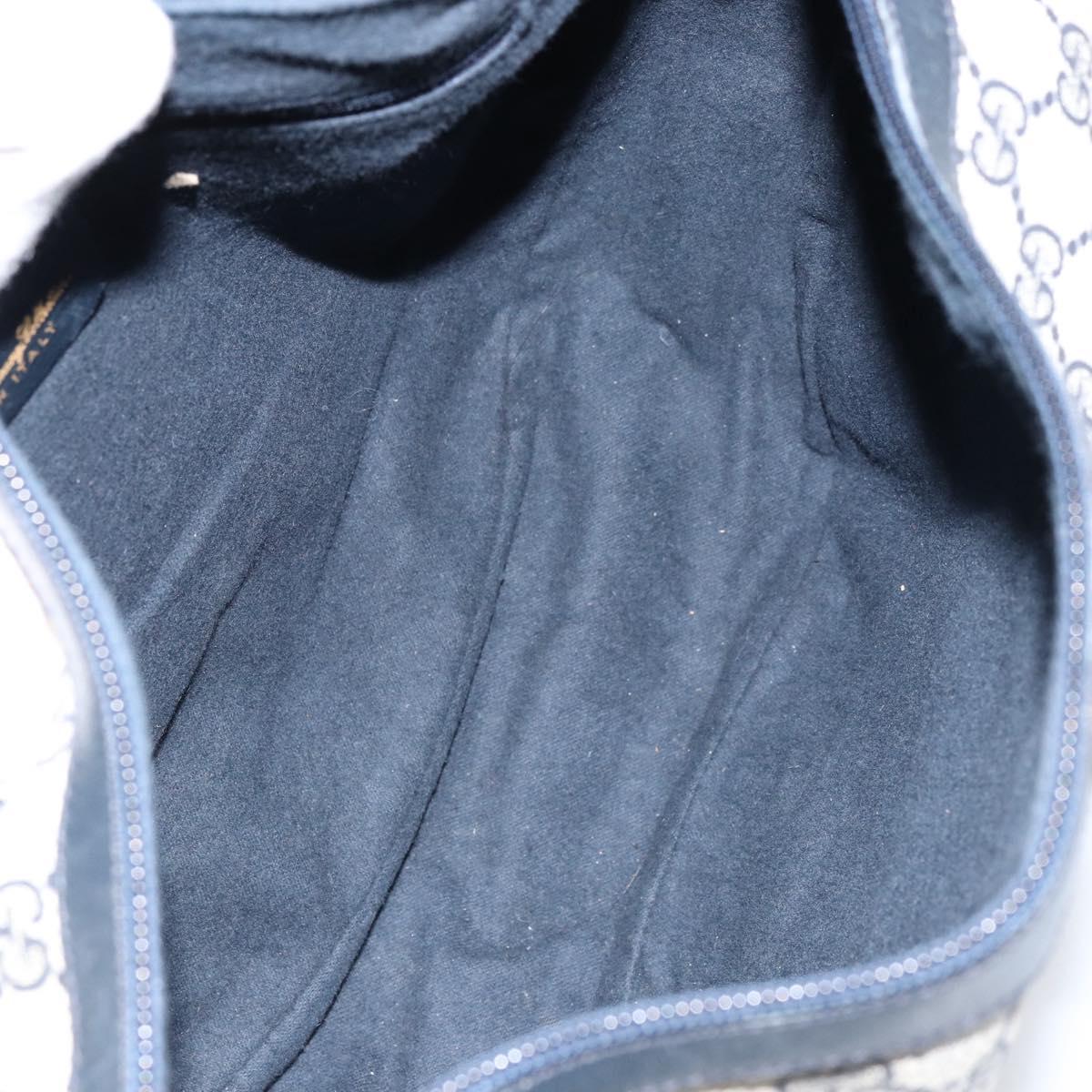 GUCCI GG Supreme Sherry Line Shoulder Bag PVC Navy Gold Red Auth 151330