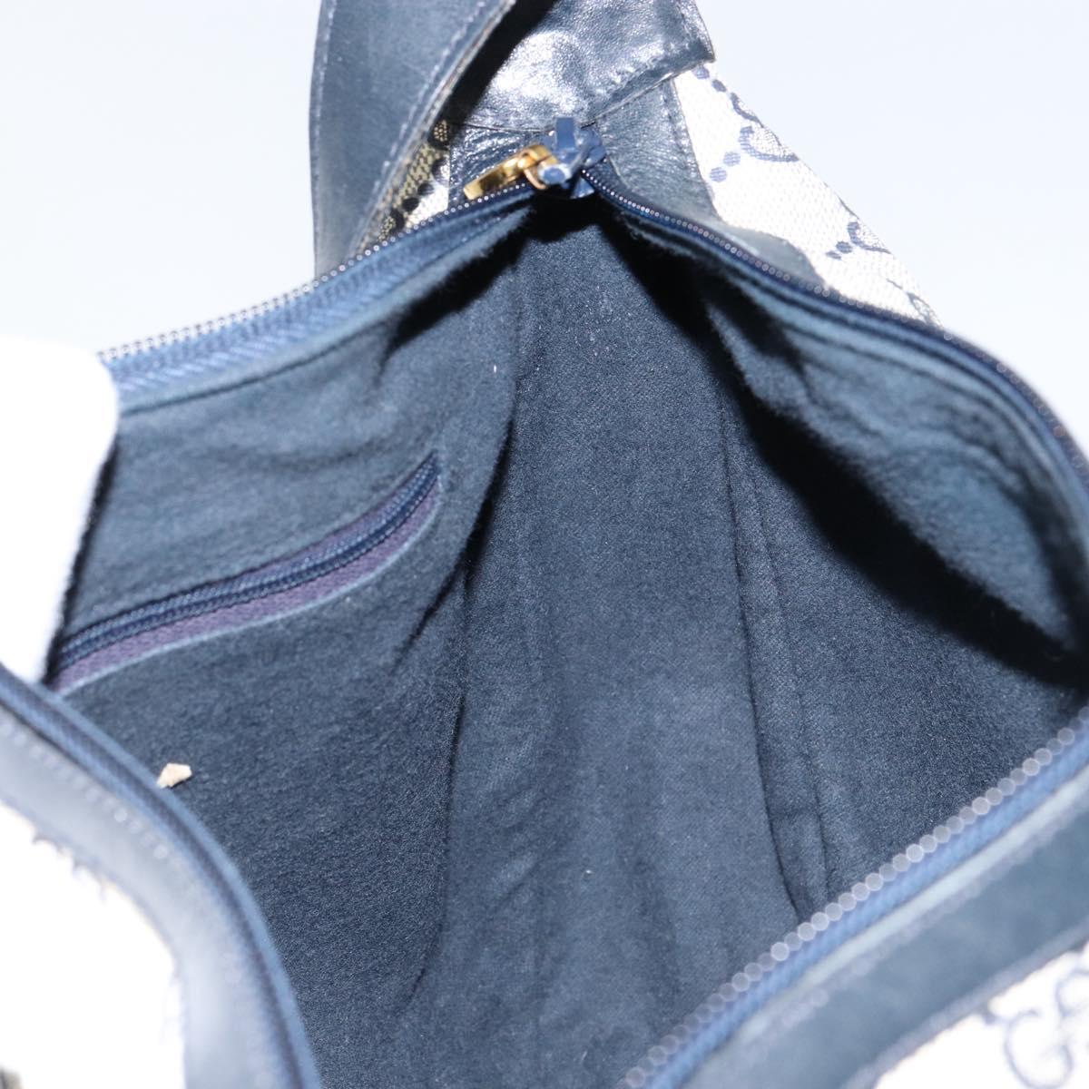 GUCCI GG Supreme Sherry Line Shoulder Bag PVC Navy Gold Red Auth 151330