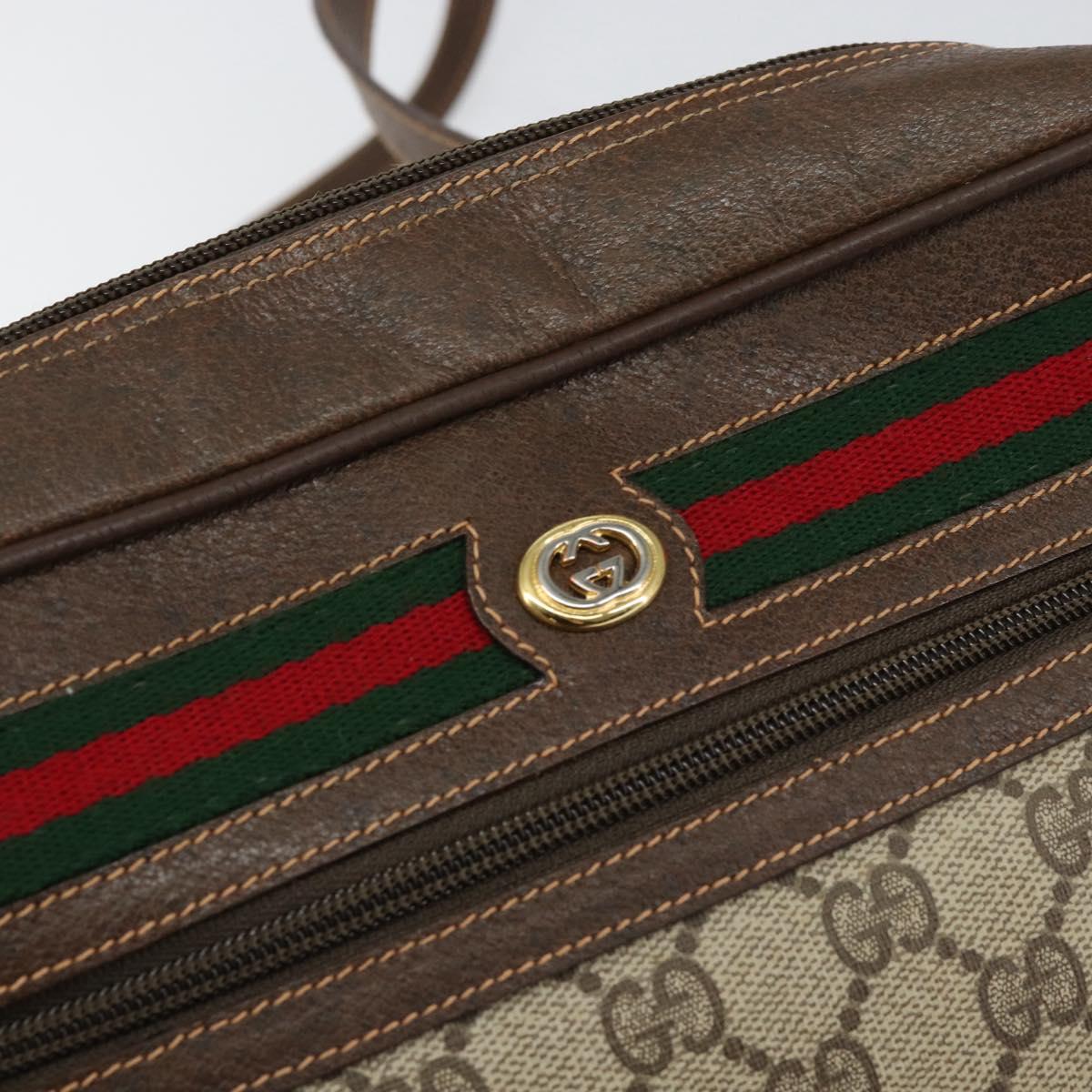 GUCCI GG Supreme Web Sherry Line Bag PVC Beige Gold 56 02 088 Auth 151331