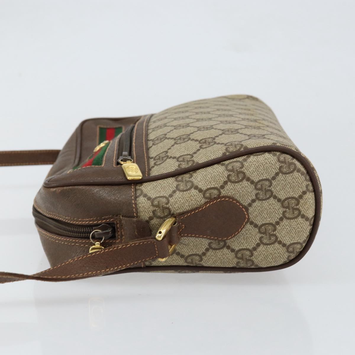GUCCI GG Supreme Web Sherry Line Bag PVC Beige Gold 56 02 088 Auth 151331