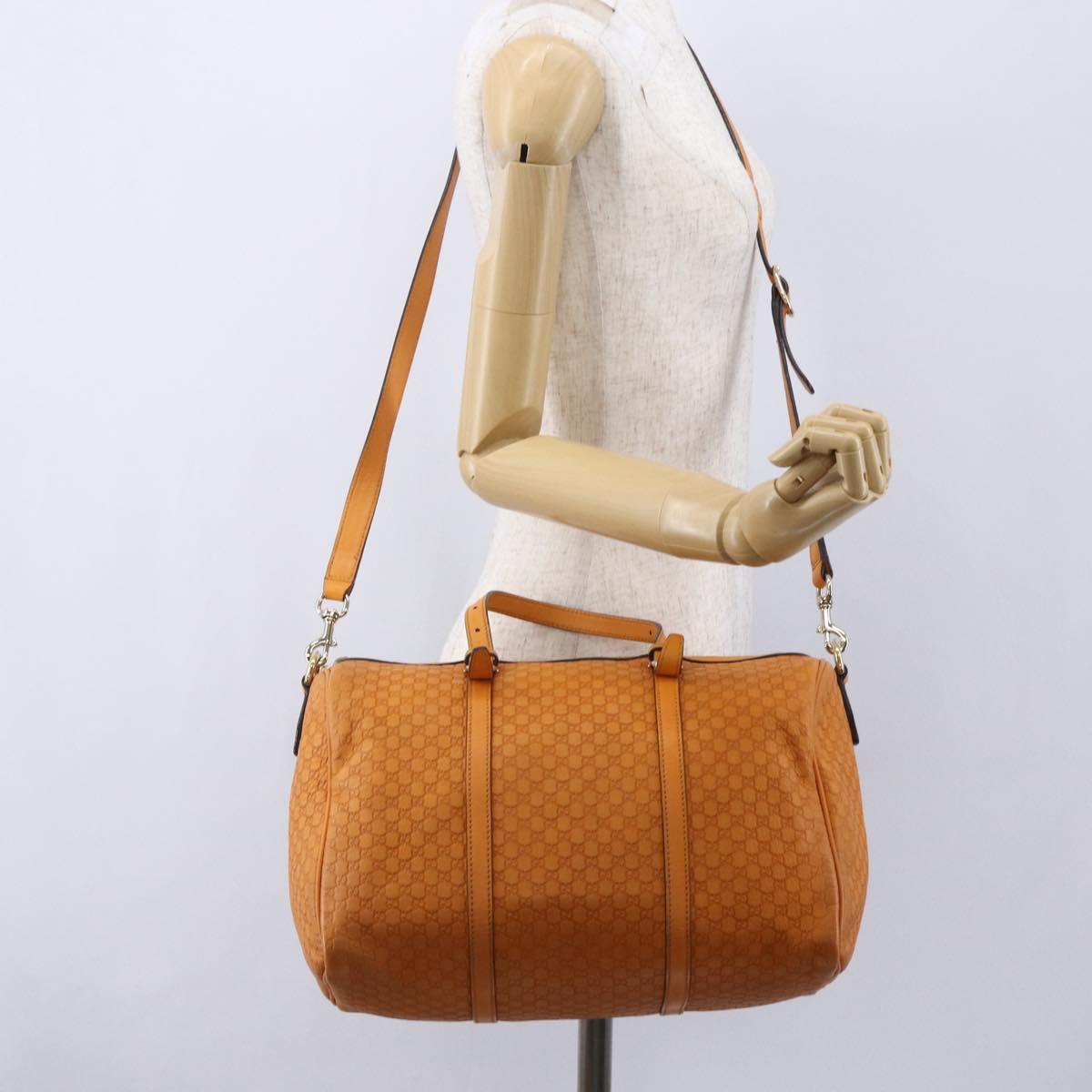 GUCCI Micro GG Canvas Guccissima Boston Bag 2way Orange Gold 322231 Auth 151335