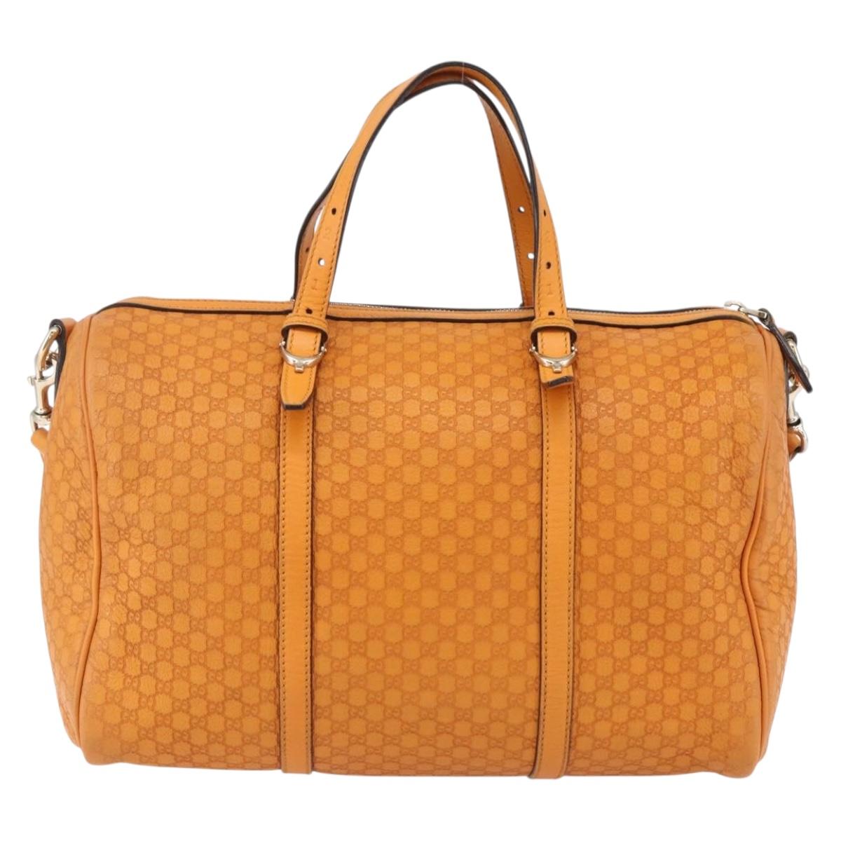 GUCCI Micro GG Canvas Guccissima Boston Bag 2way Orange Gold 322231 Auth 151335