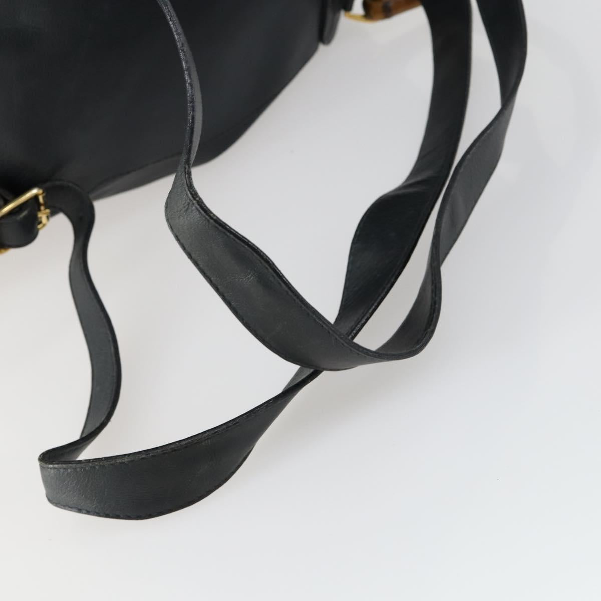 GUCCI Bamboo Backpack Leather Black Gold 003 2058 0016 Auth 151336