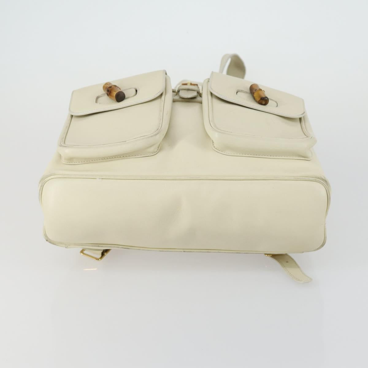 GUCCI Bamboo Backpack Leather Outlet Ivory Gold 003 8016 2058 Auth 151337