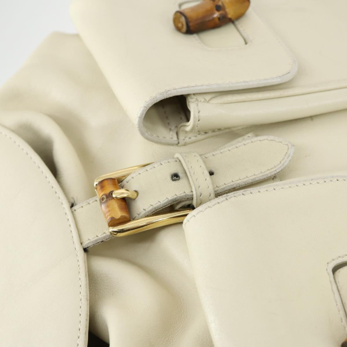 GUCCI Bamboo Backpack Leather Outlet Ivory Gold 003 8016 2058 Auth 151337