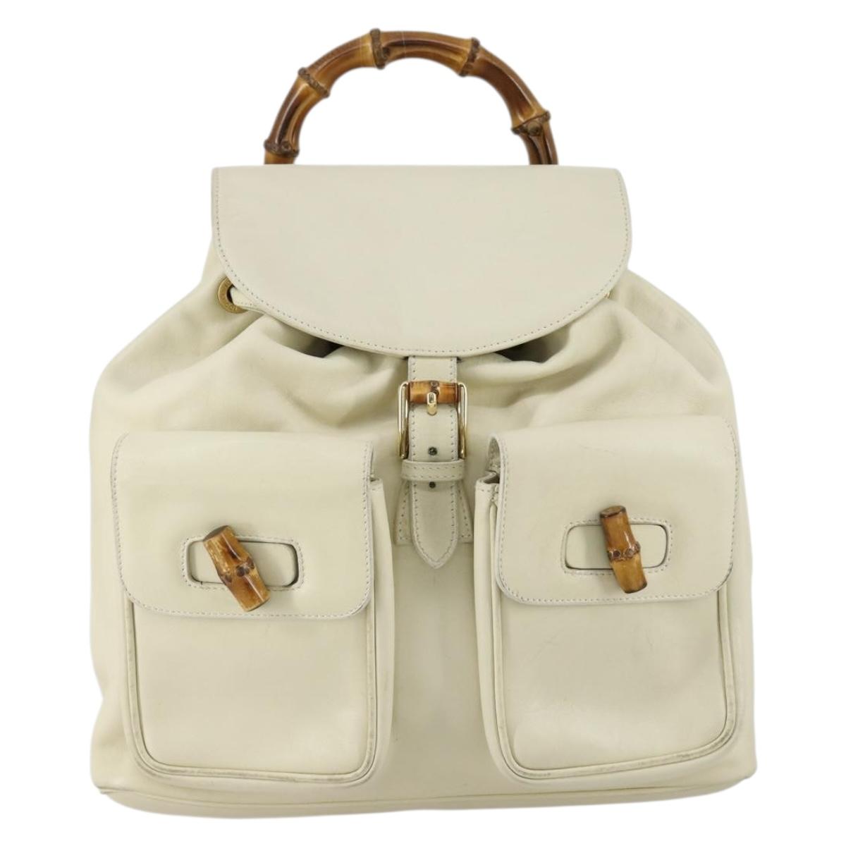 GUCCI Bamboo Backpack Leather Outlet Ivory Gold 003 8016 2058 Auth 151337