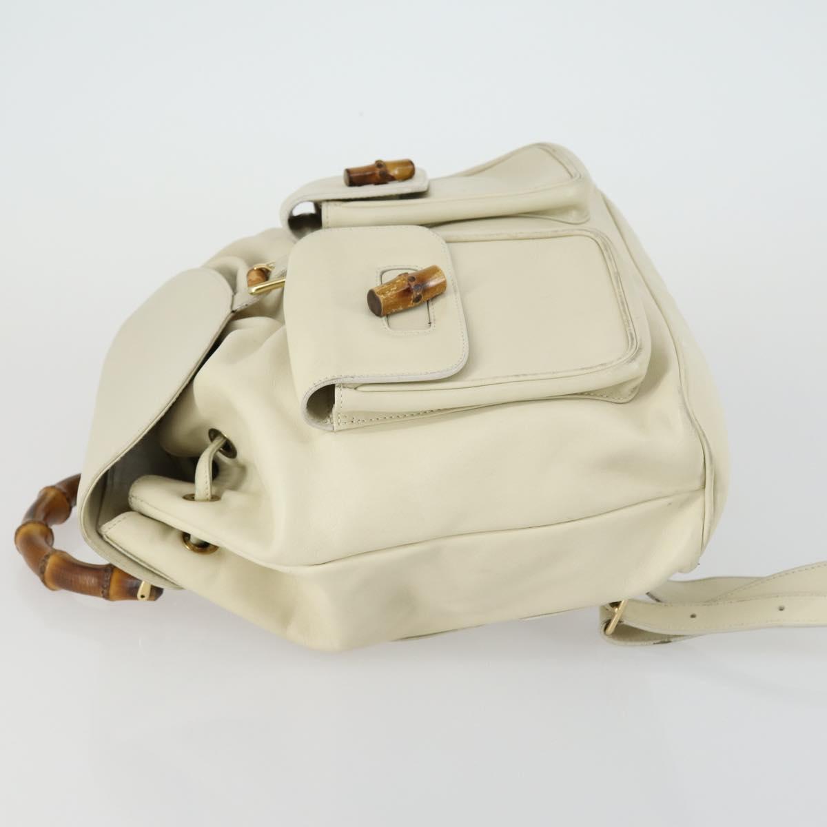 GUCCI Bamboo Backpack Leather Outlet Ivory Gold 003 8016 2058 Auth 151337