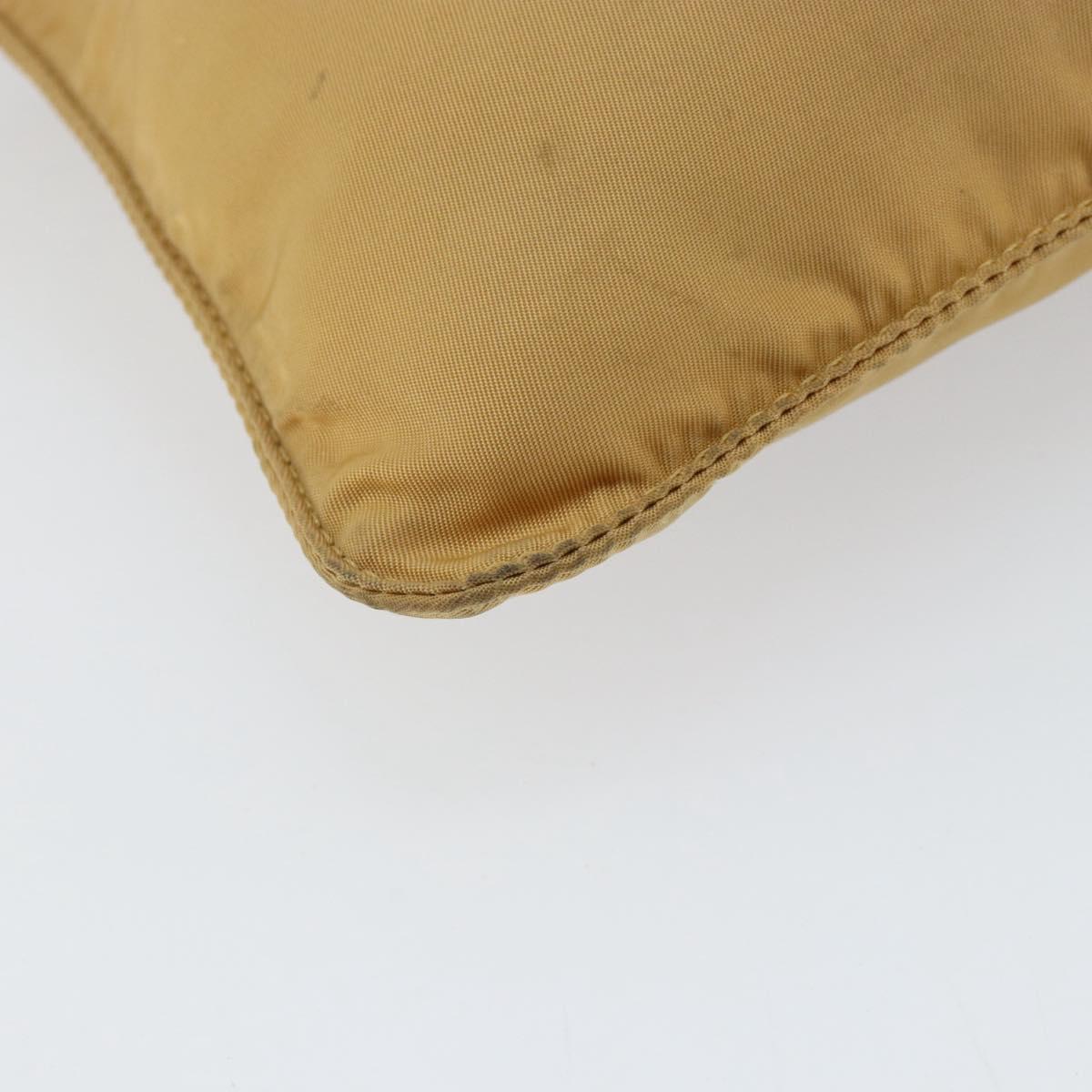 PRADA Shoulder Bag Nylon Beige Silver Auth 151338