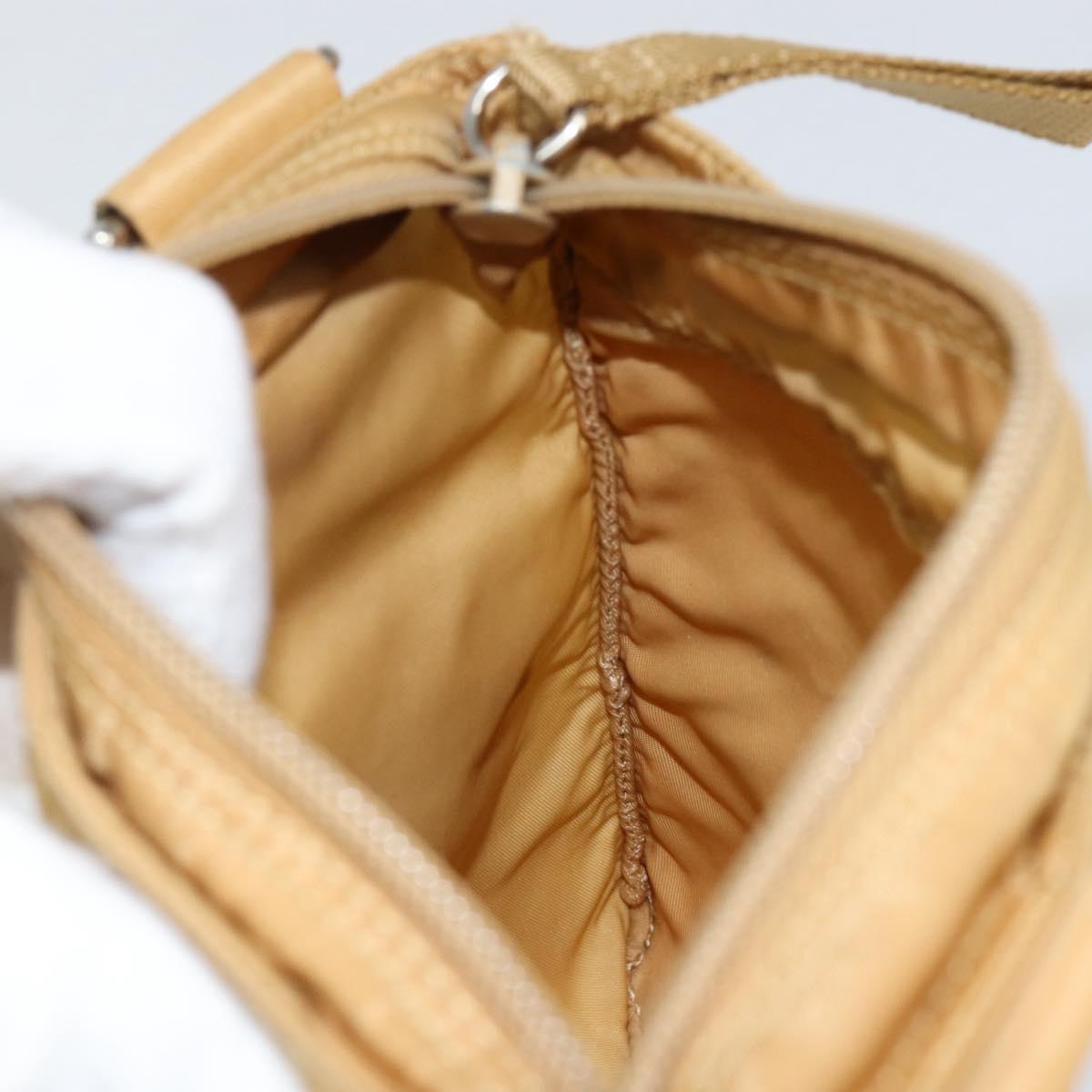 PRADA Shoulder Bag Nylon Beige Silver Auth 151338