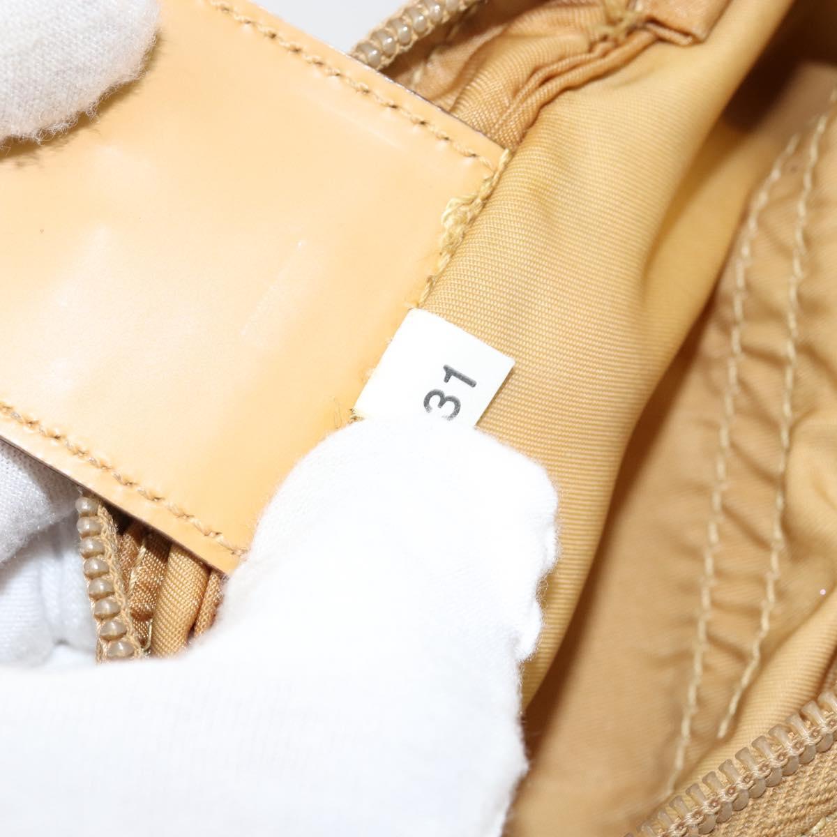 PRADA Shoulder Bag Nylon Beige Silver Auth 151338