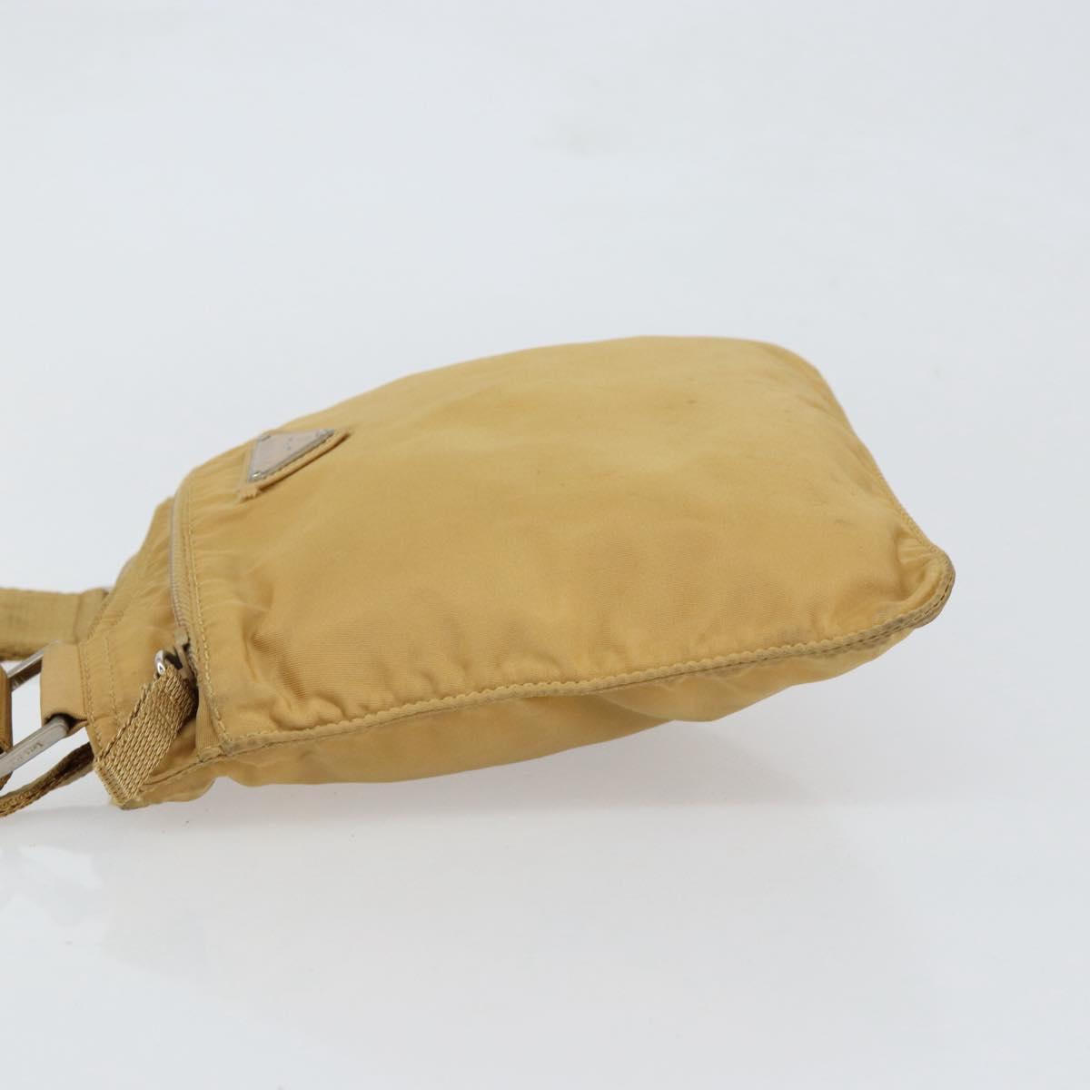 PRADA Shoulder Bag Nylon Beige Silver Auth 151338