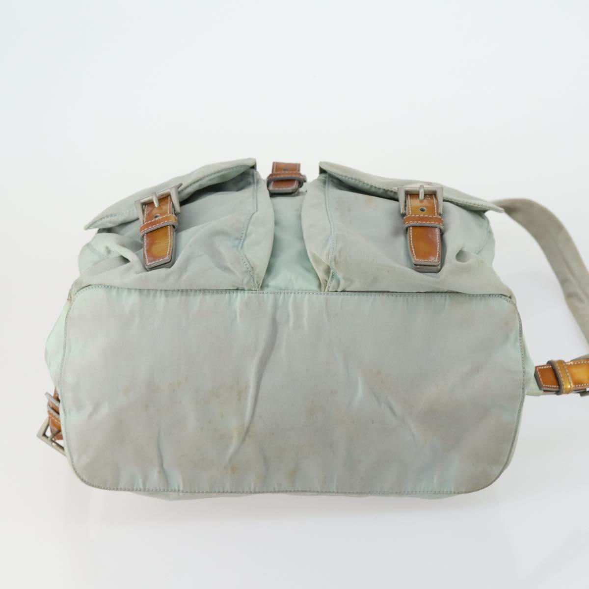 PRADA Backpack Nylon Light Blue Silver Auth 151340