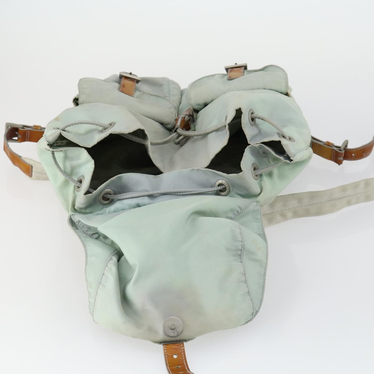 PRADA Backpack Nylon Light Blue Silver Auth 151340