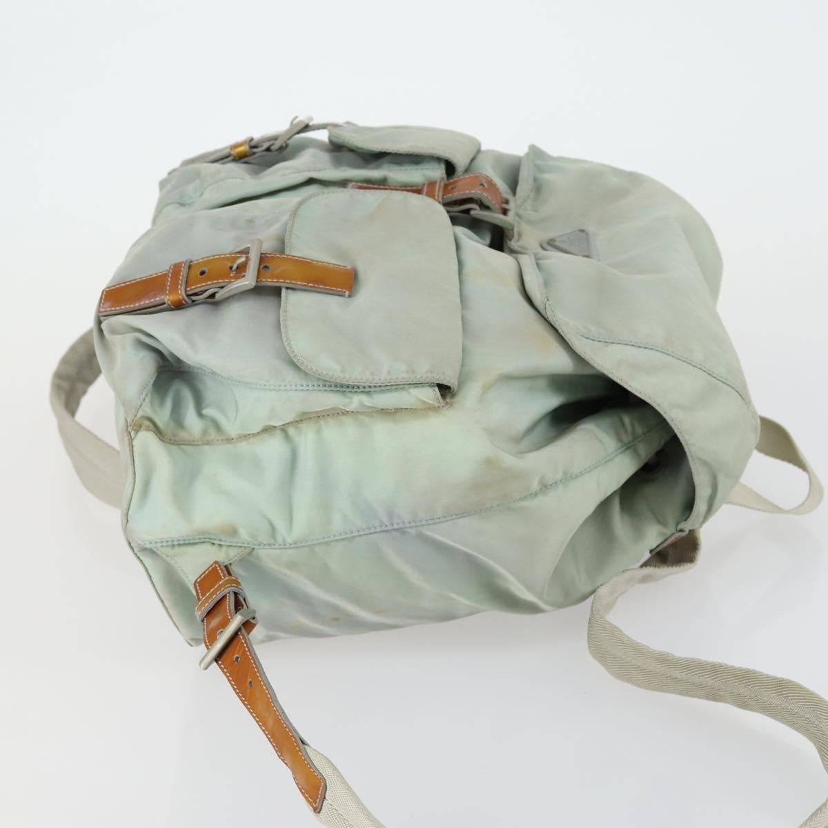 PRADA Backpack Nylon Light Blue Silver Auth 151340