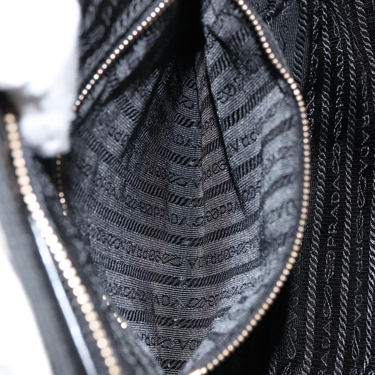 PRADA Hand Bag Nylon Black Gold Auth 151341