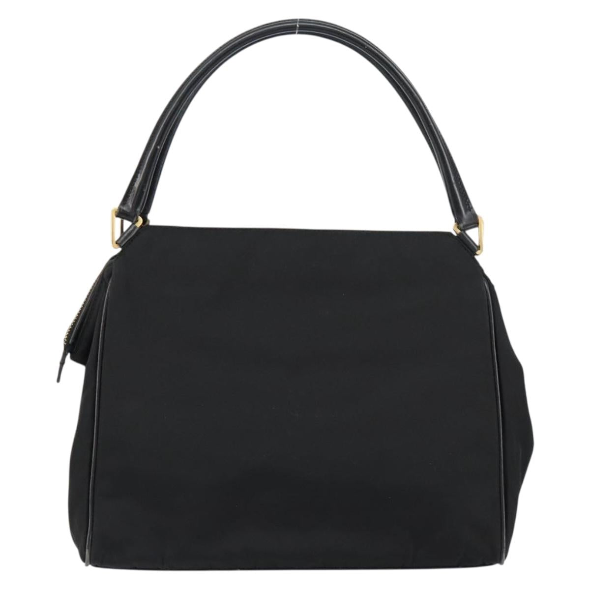 PRADA Hand Bag Nylon Black Gold Auth 151341