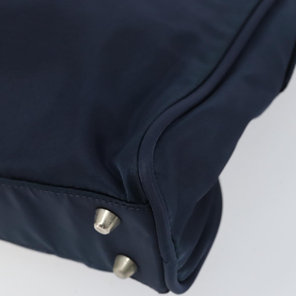 PRADA Hand Bag Nylon Navy Silver Auth 151342