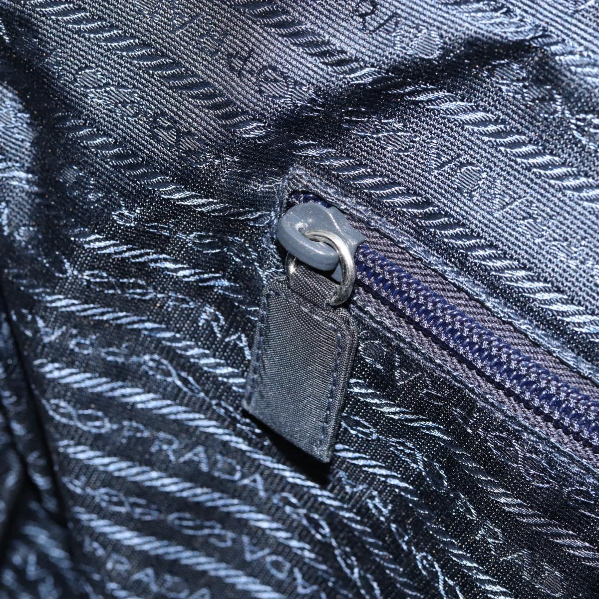 PRADA Hand Bag Nylon Navy Silver Auth 151342