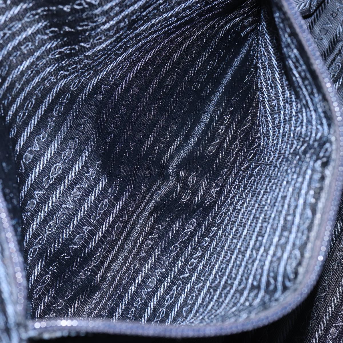 PRADA Hand Bag Nylon Navy Silver Auth 151342