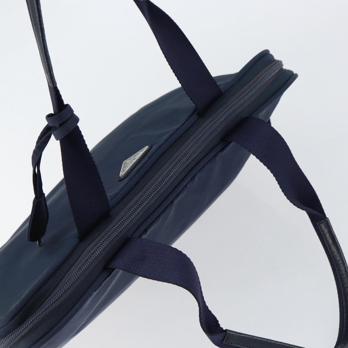 PRADA Hand Bag Nylon Navy Silver Auth 151342