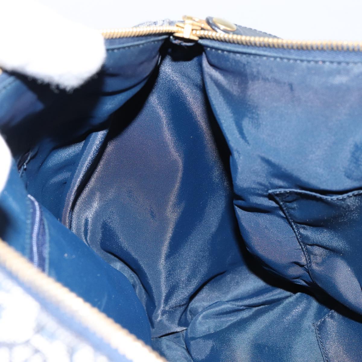 Christian Dior Trotter Canvas Boston Bag Navy Gold Auth 151345V