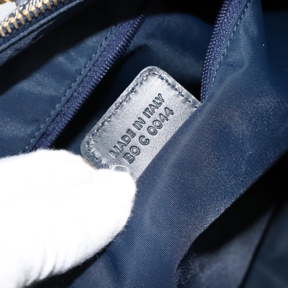 Christian Dior Trotter Canvas Boston Bag Navy Gold Auth 151345V