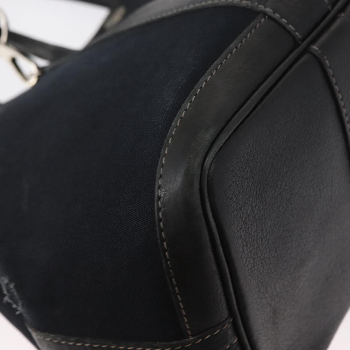 HERMES Garden Party TPM Hand Bag Canvas 2way Black Silver Auth 151346