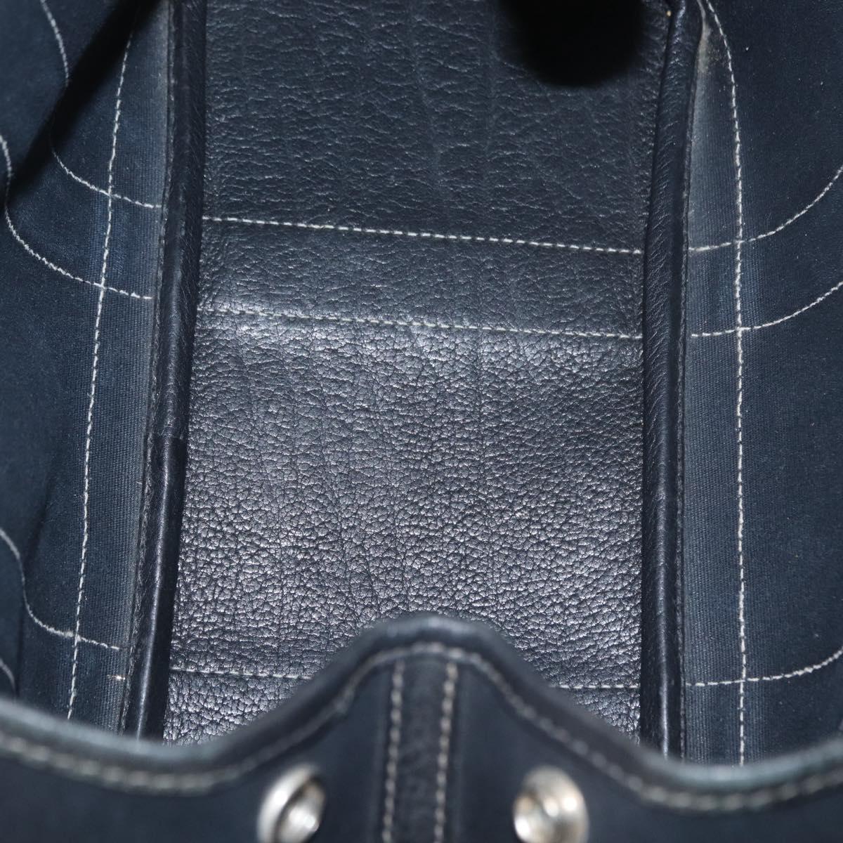 HERMES Garden Party TPM Hand Bag Canvas 2way Black Silver Auth 151346