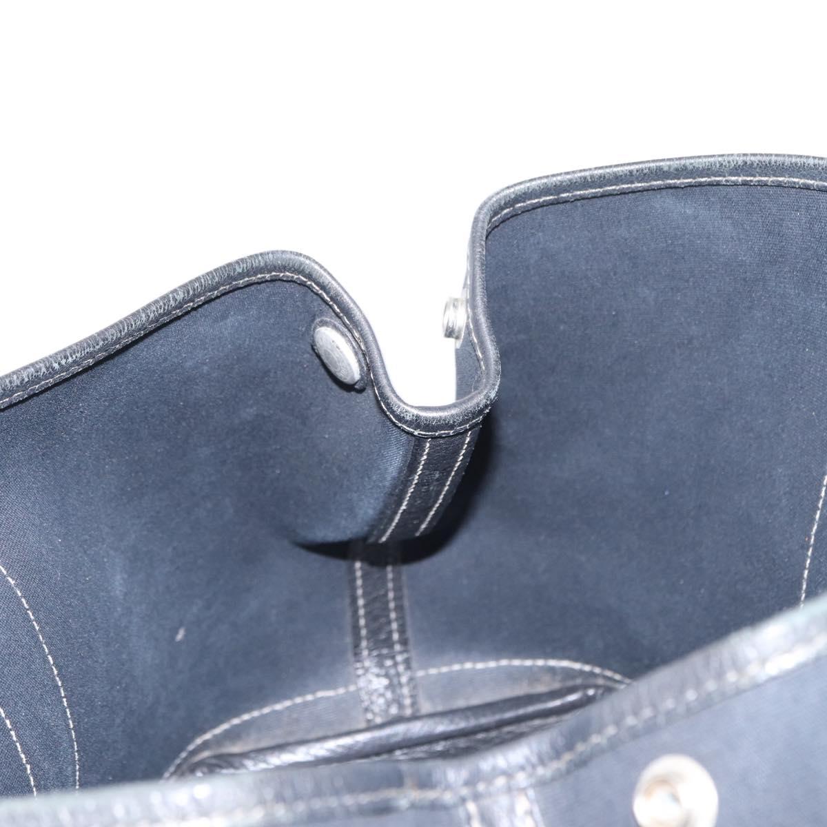 HERMES Garden Party TPM Hand Bag Canvas 2way Black Silver Auth 151346